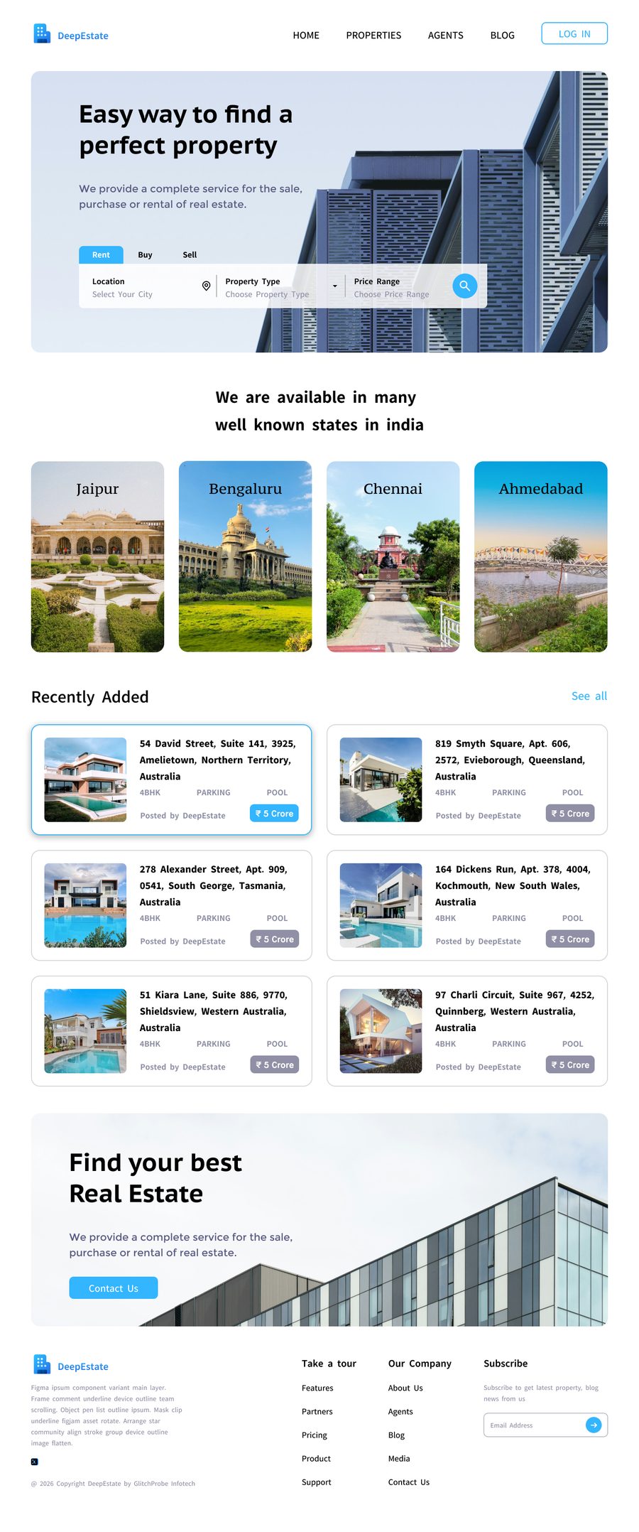 DeepEstate landing page portfolio screenshot